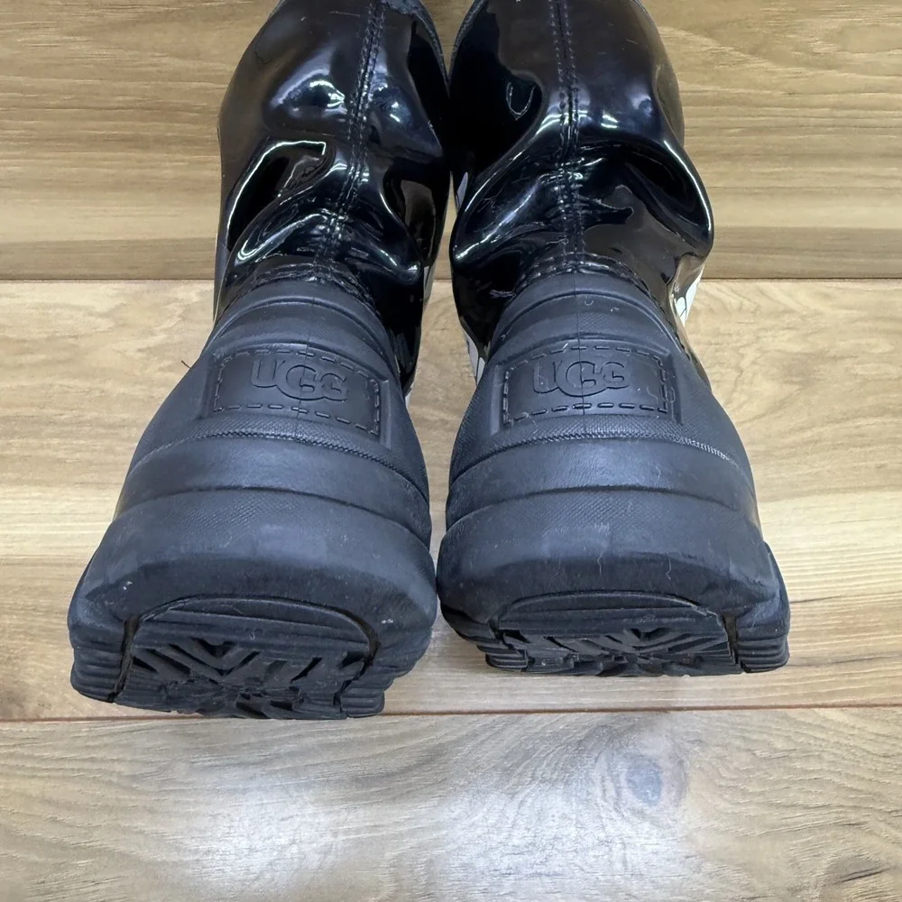 UGG Classic Brellah Mini Black Boots Girls 1 High Gloss Waterproof Chunky